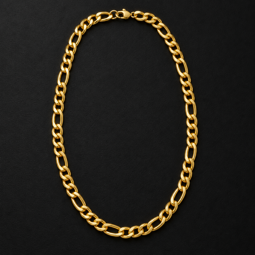 Figaro Link Chain – 8MM | 50CM (19.7”) | 316L Stainless Steel – 18K Gold PVD