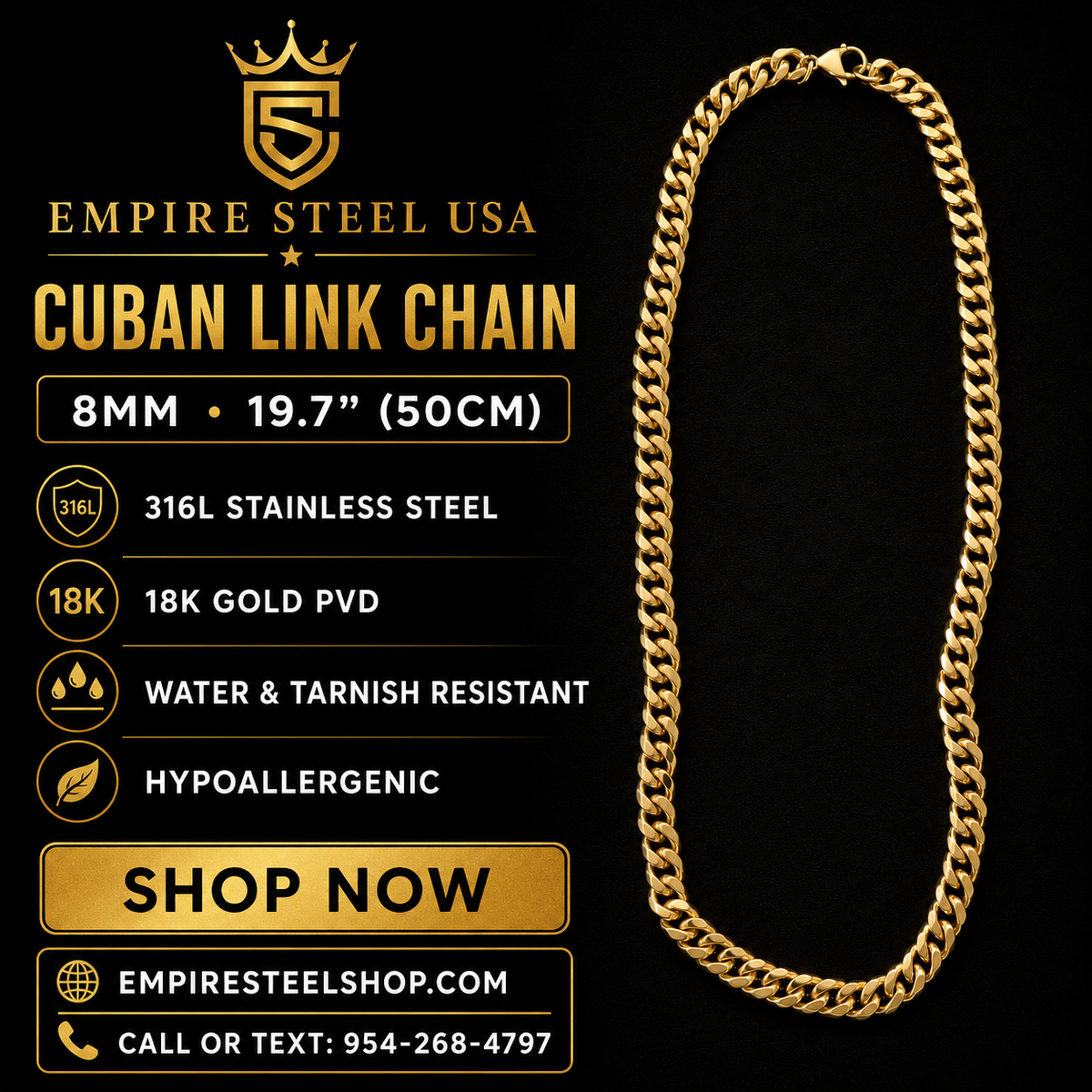 Cuban Link Chain – 8MM | 50CM (19")