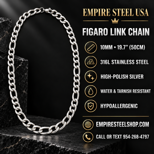 Cuban Link Chain – 10MM | 19.7" (50CM) I 316L Stainless Steel - Silver