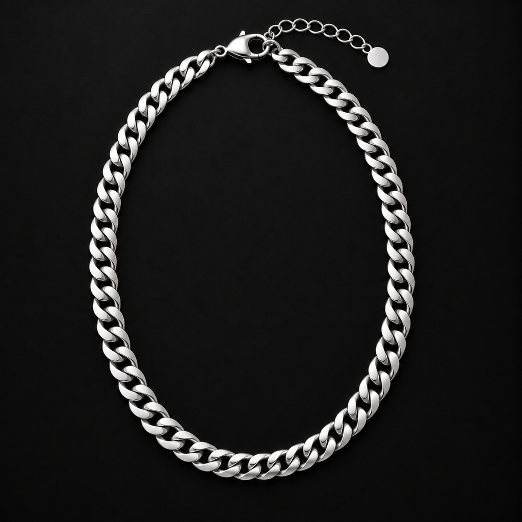 Cuban Link Chain – 6MM | 42CM + 5CM (15" + 2") 316L Stainless Steel - Silver