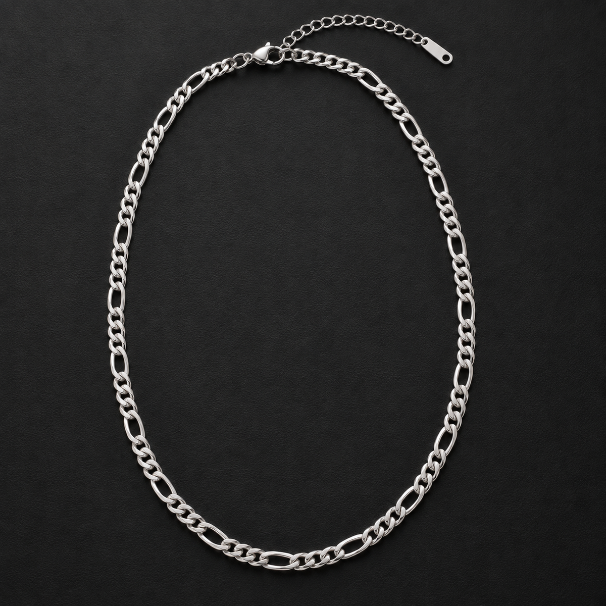 FIGARO Link Chain I 4MM | 15" + 2" (38CM + 5CM) 316L Stainless Steel - Silver