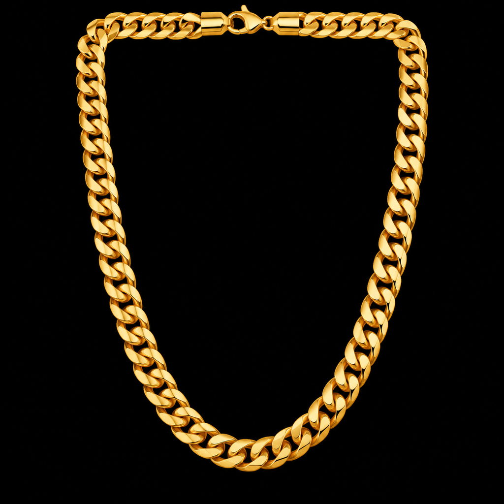 Cuban Link Chain Necklace – 8MM | 50CM (19.7”) | 316L Stainless Steel – 14K Gold