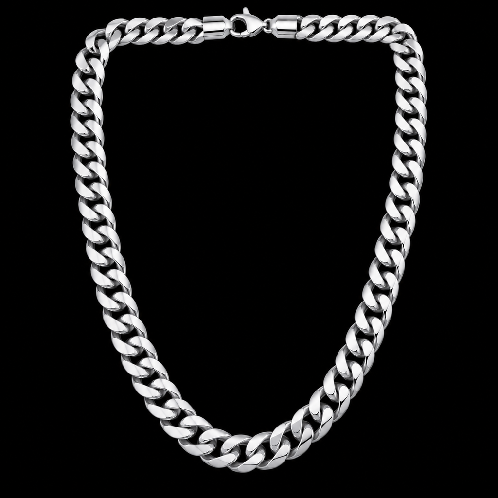 Cuban Link Chain Necklace – 8MM | 50CM (19.7”) | 316L Stainless Steel – Silver