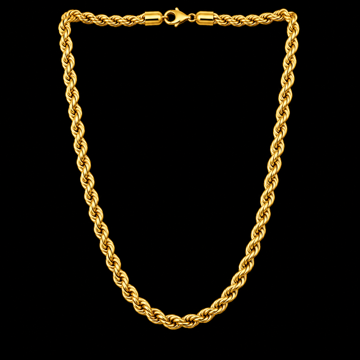 Rope Link Chain Necklace – 4MM | 50CM (19.7”) | 316L Stainless Steel – 14K Gold